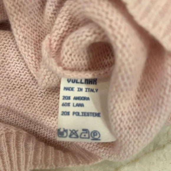Vintage Italian Angora Wool Cardigan Pink “Comme Les Fleurs” Embroidered Hearts - Picture 9 of 10